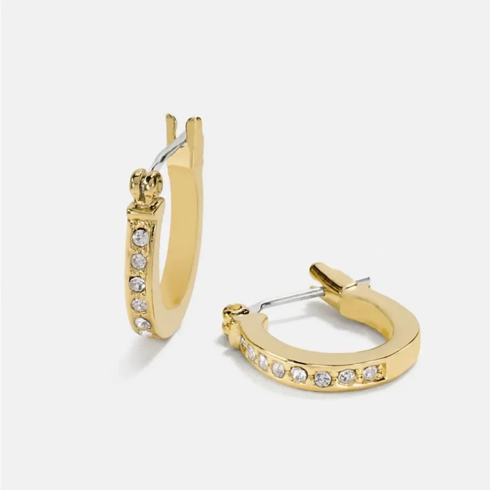 NWT Coach Pave Signature Huggie Earrings